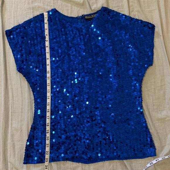Vintage 80s blue Sequin Blouse - Picture 6 of 9